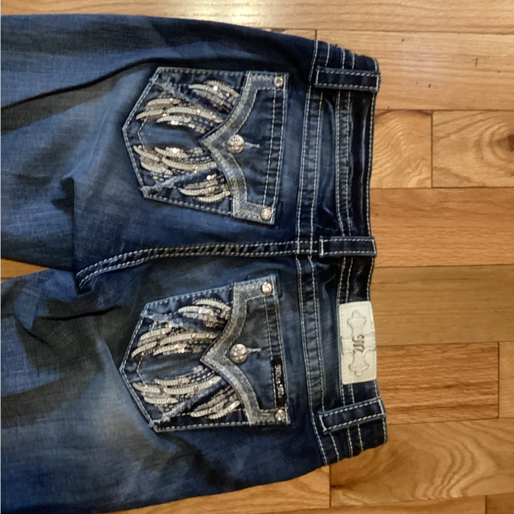 Miss me easy boot angel wings jeans 28 inseam 31 silver tag